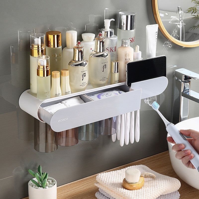 Magnetic toothbrush shelf with Toothpaste Dispenser