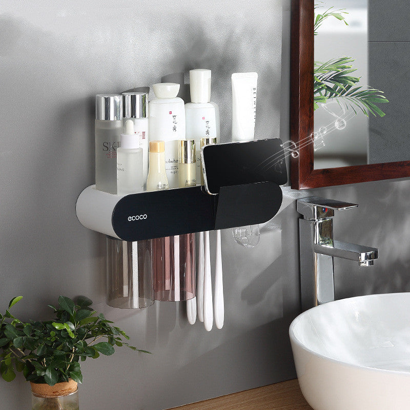 Magnetic toothbrush shelf with Toothpaste Dispenser