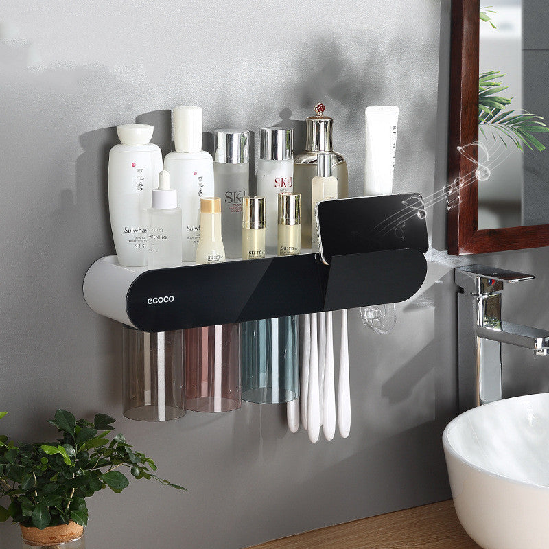 Magnetic toothbrush shelf with Toothpaste Dispenser