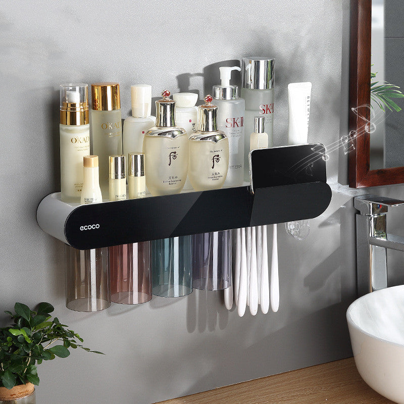 Magnetic toothbrush shelf with Toothpaste Dispenser