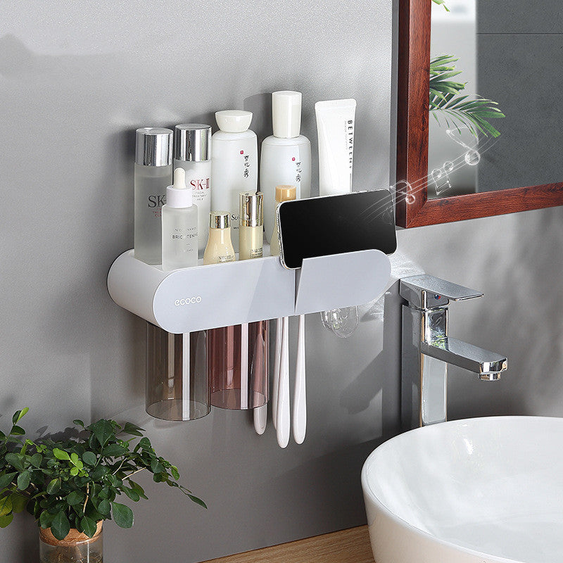 Magnetic toothbrush shelf with Toothpaste Dispenser